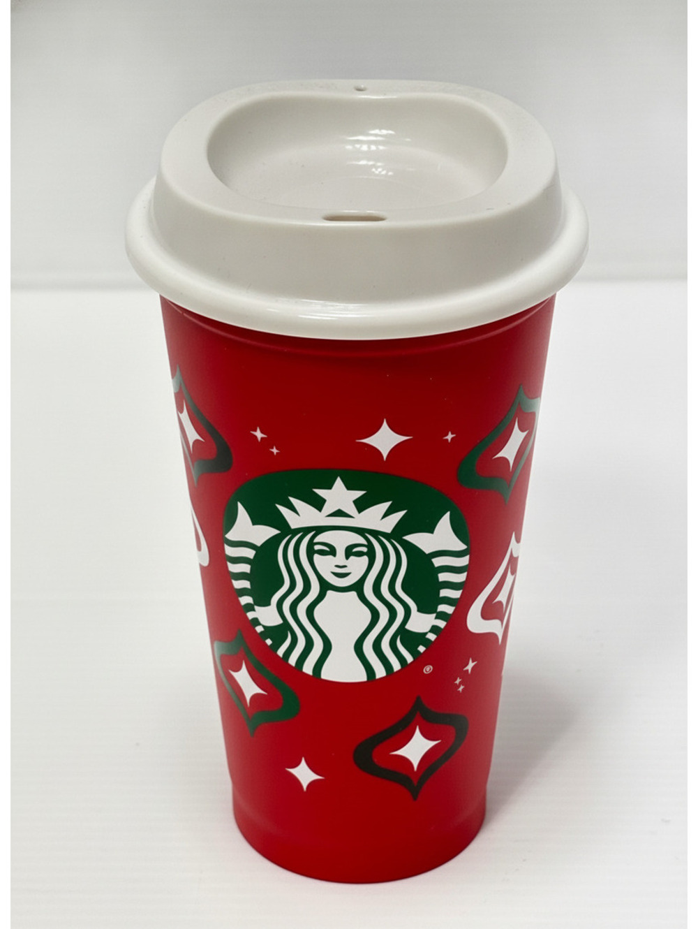 Starbucks Red Holiday Christmas Reusable Plastic Coffee Cup with White Lid, 16oz